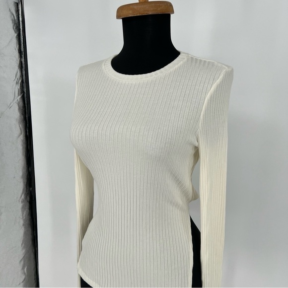 Reformation Cream Tie Back Open Back Ribbed Sweater Top - Picture 2 of 8